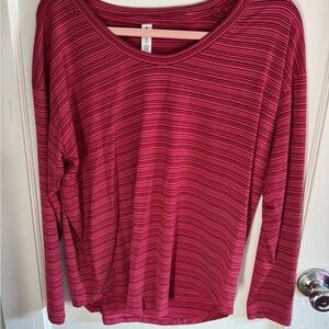 Athleta Cloudlight Heathered Stripe Top Long Sleeve Size L
